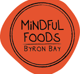 Logo of Mindful Foods Byron Bay on an orange background