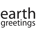 Logo of 'earth greetings' with a black text on a white background